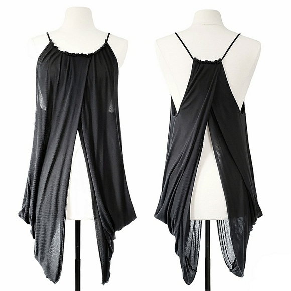 Urban Outfitters x Silence + Noise | Overlap Split Drape Top | Black | Small - Picture 3 of 12